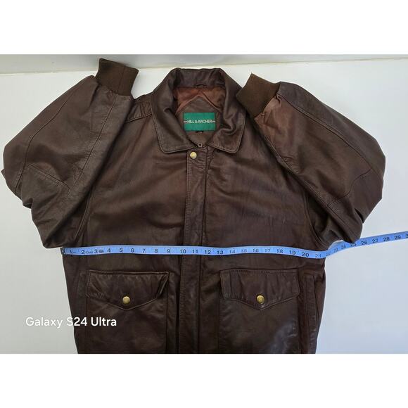 Vintage Hill & Archer Brown Leather Aviator Flight Bomber Insulated Jacket Men M - Picture 4 of 10
